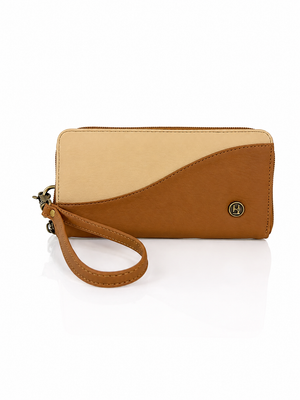 Billetera Suiza, color miel y beige