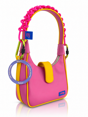 Cartera Niza, color fucsia y amarillo