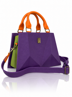 Cartera manos libres Francia grande, color violeta y verde