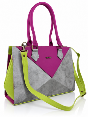 Cartera manos libres Florencia mediano, color moraleche y plateado