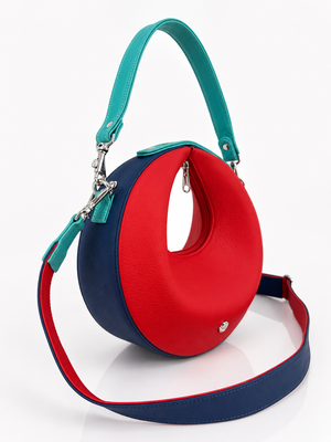 Cartera manos libres Sahara, color rojo y azul