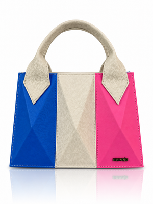 Cartera manos libres Praga, color crema y azul rey