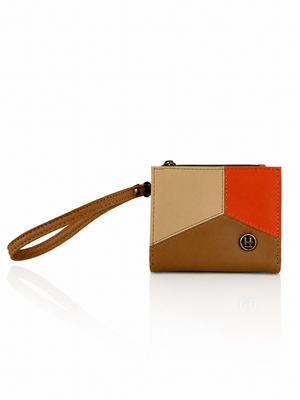 Billetera Electra, color miel y beige