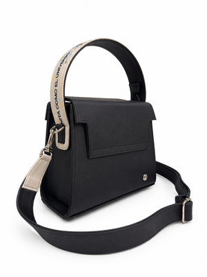 Cartera manos libres Saturno, color negro y almendra