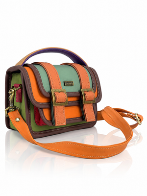 Cartera manos libres Ivy mini, color safari y café