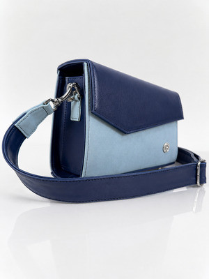 Bolso manos libres Mercurio, color azul oscuro y azul