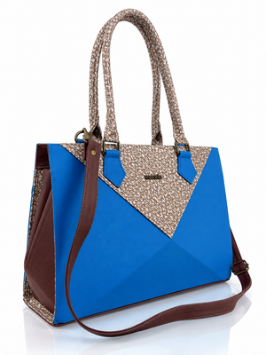 Cartera manos libres Florencia mediano, color bouclé y azul