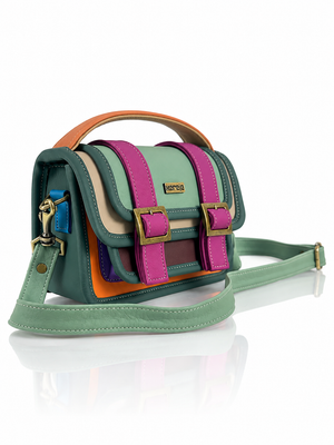 Cartera manos libres Ivy mini, color safari y verde
