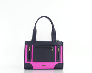 Cartera manos libres Totti grande, color negro y fucsia