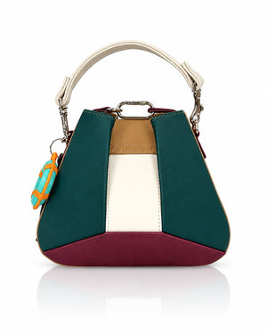Cartera manos libres Dubai color verde y vinotinto de Hereje, colección Siete Colores