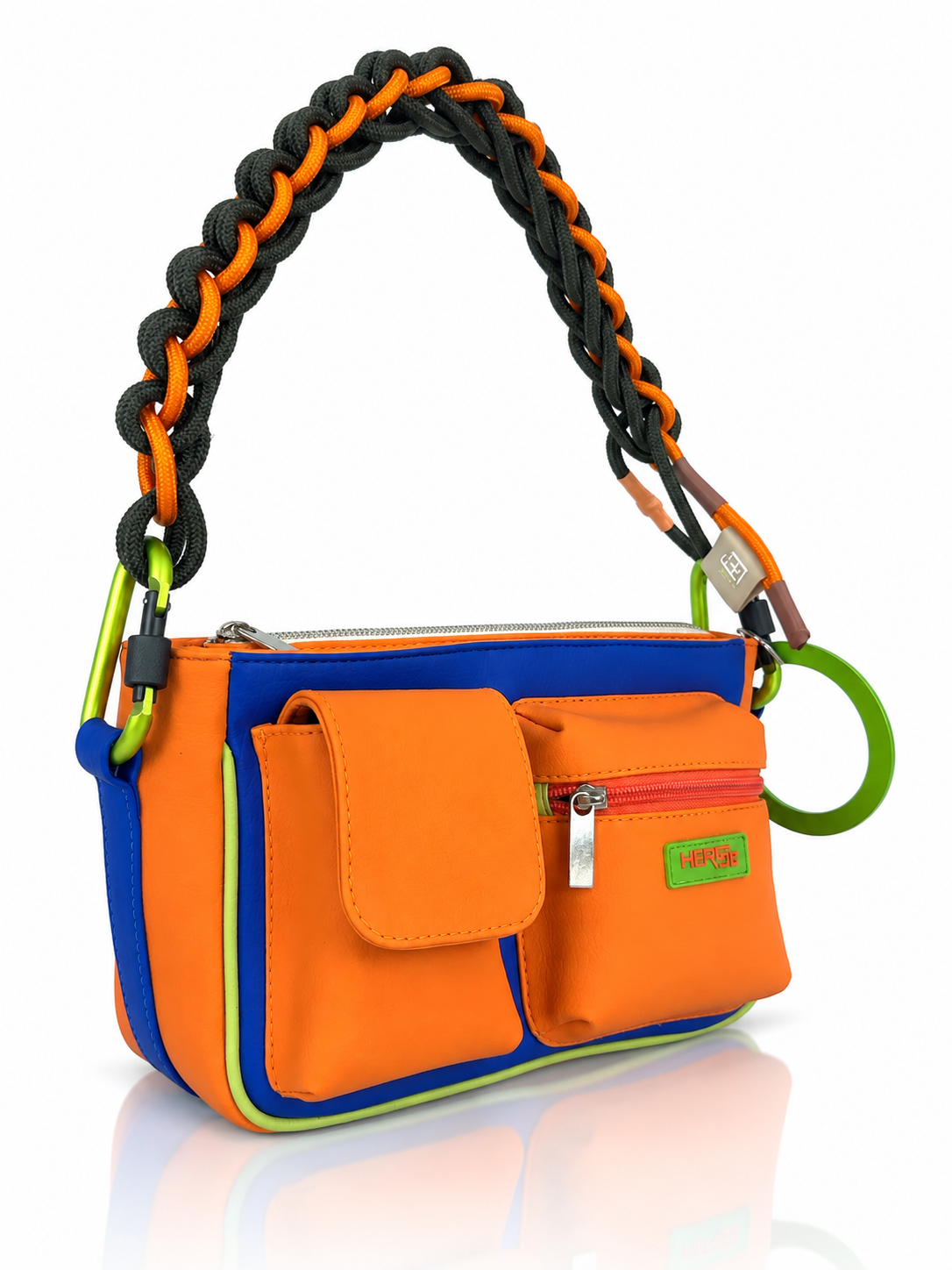 Cartera Ginebra, color naranja y azul
