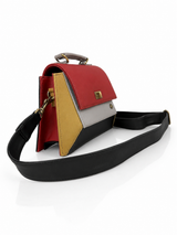 Cartera manos libres mini Lucca, color vinotinto y gris
