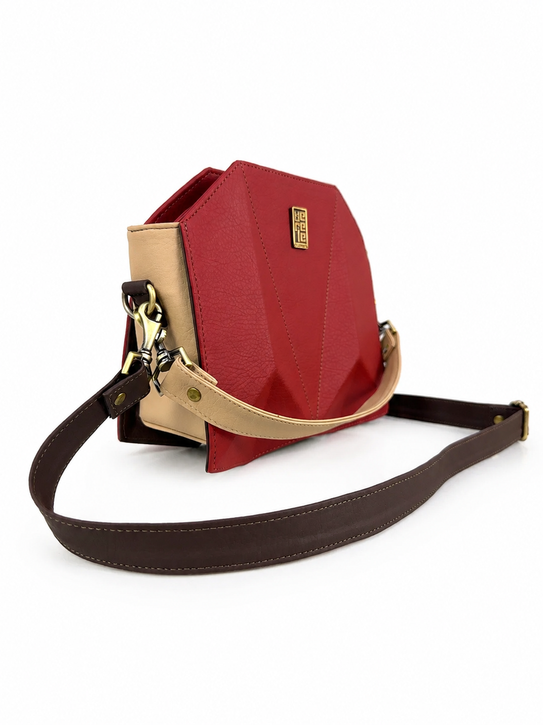 Cartera manos libres mini Verona, color rojo y beige