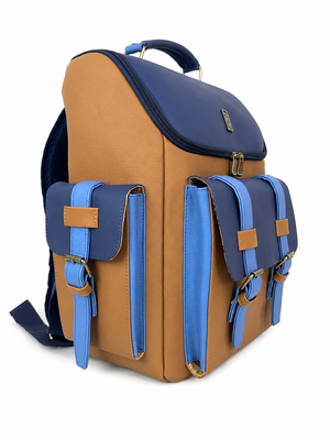 Morral Everest grande, color azul oscuro y camel