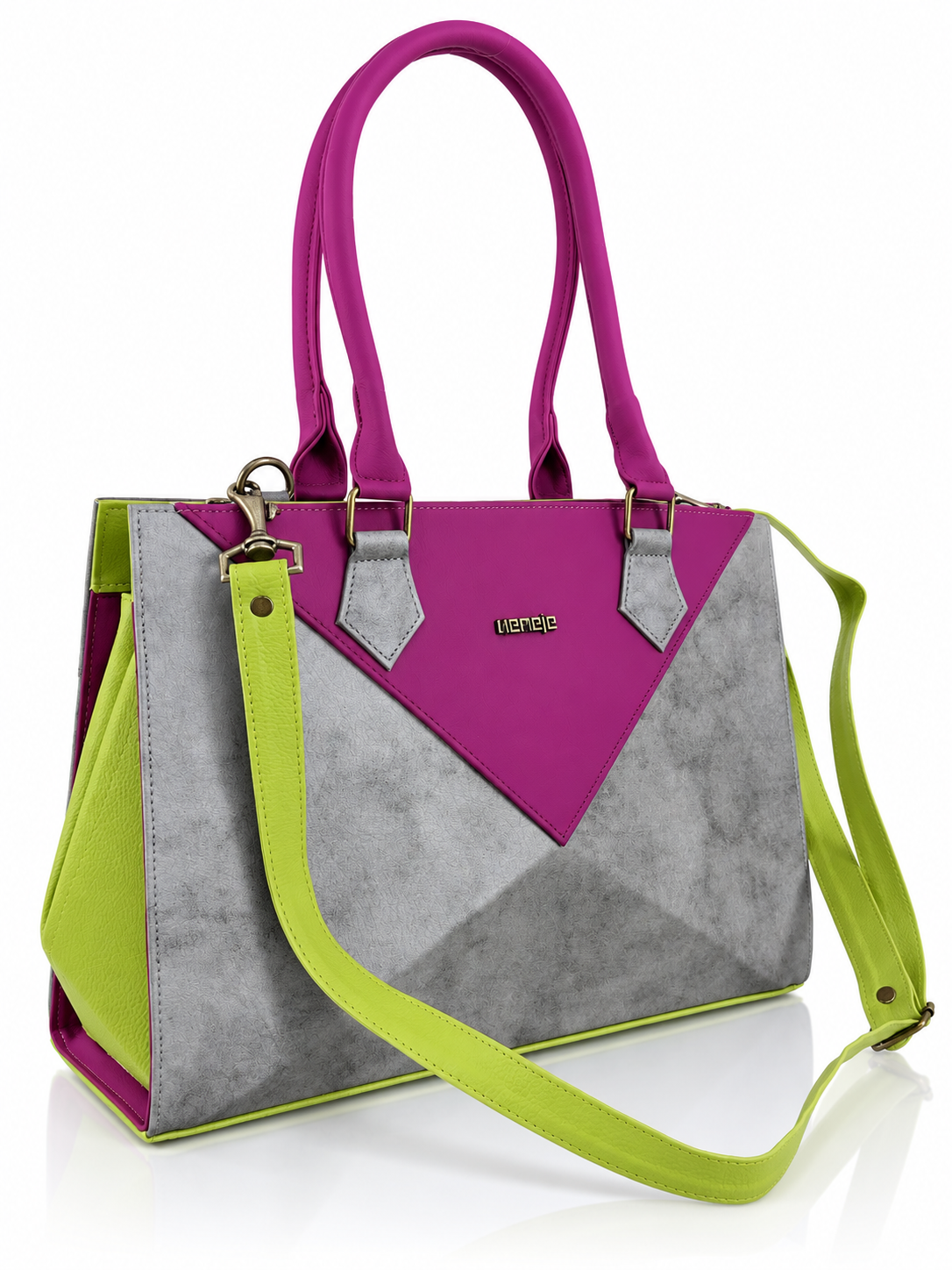 Cartera manos libres Florencia mediano, color moraleche y plateado