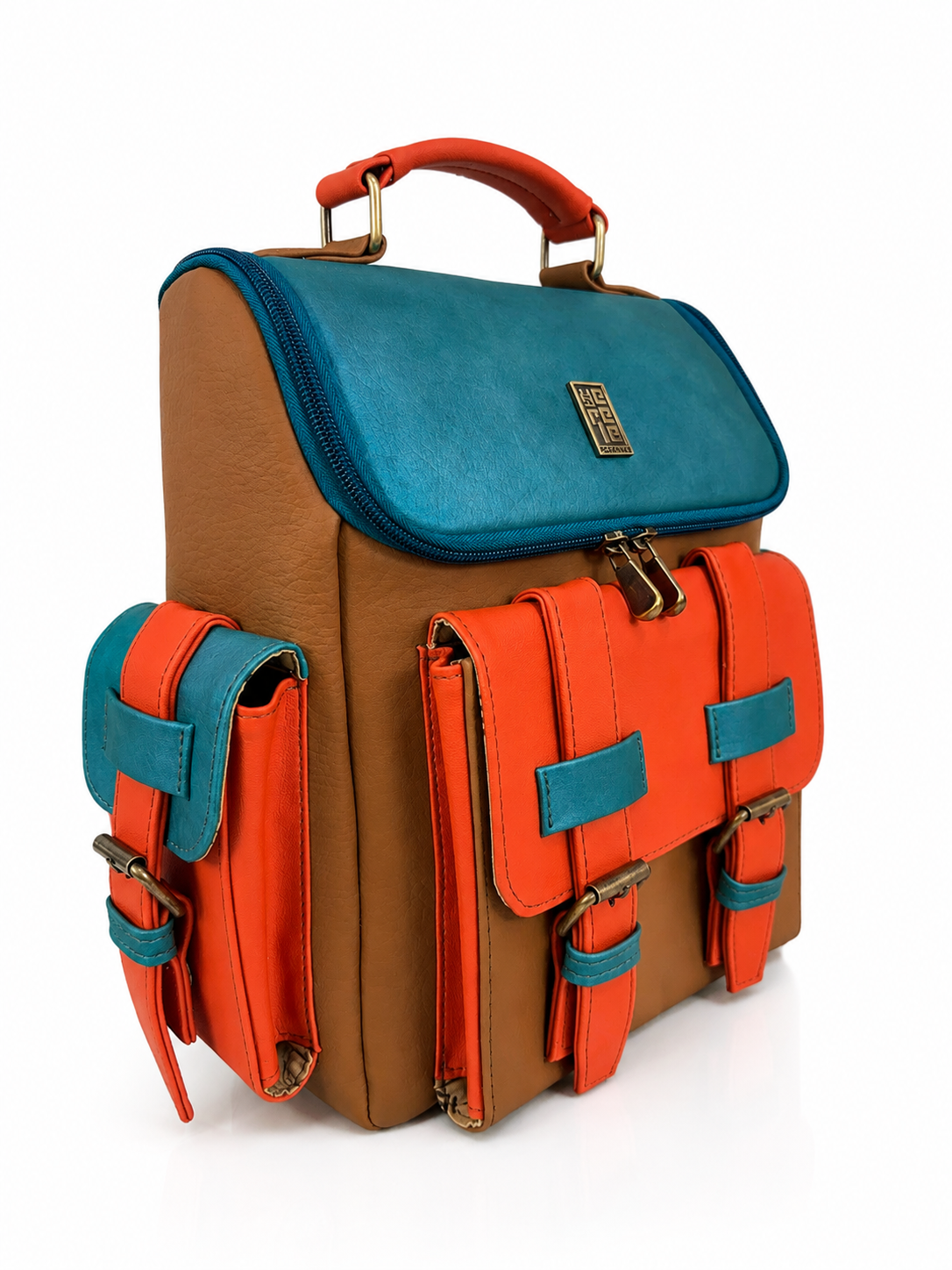 Morral Everest mini, color turquesa y miel