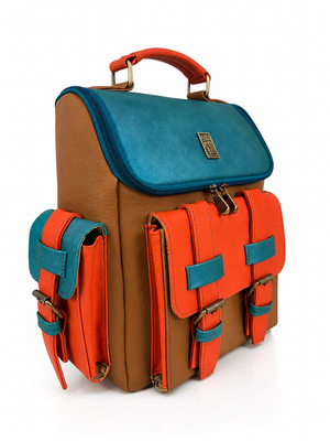 Morral Everest mini, color turquesa y miel
