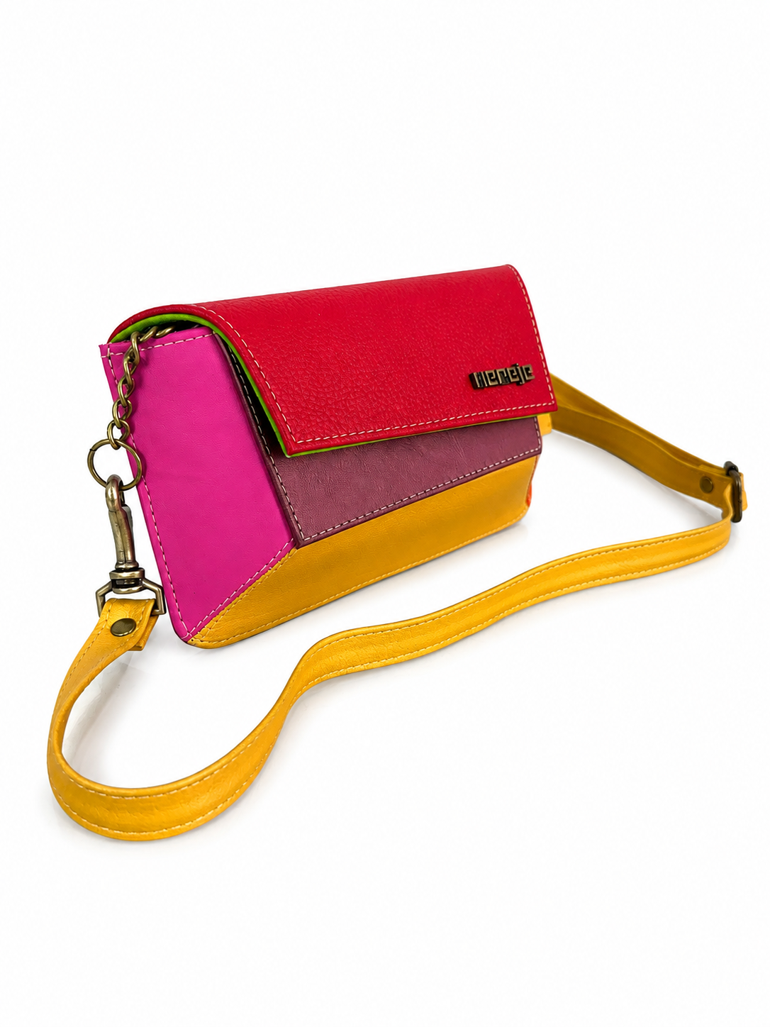 Riñonera manos libres Naomi, color rojo y amarillo