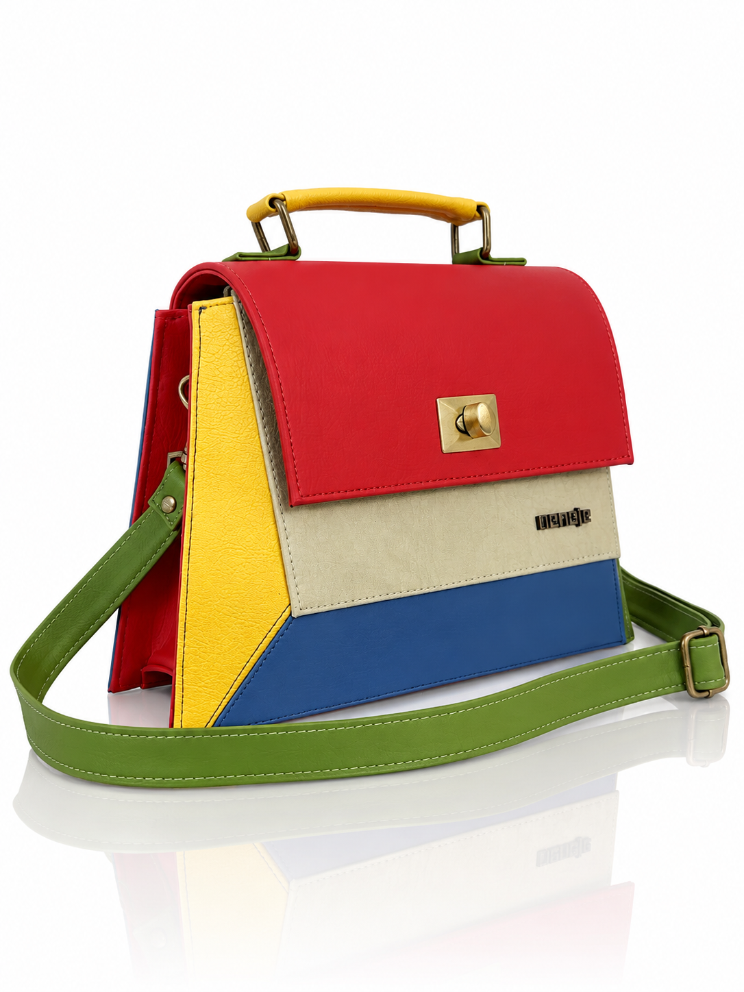 Cartera manos libres Lucca, color rojo y celeste