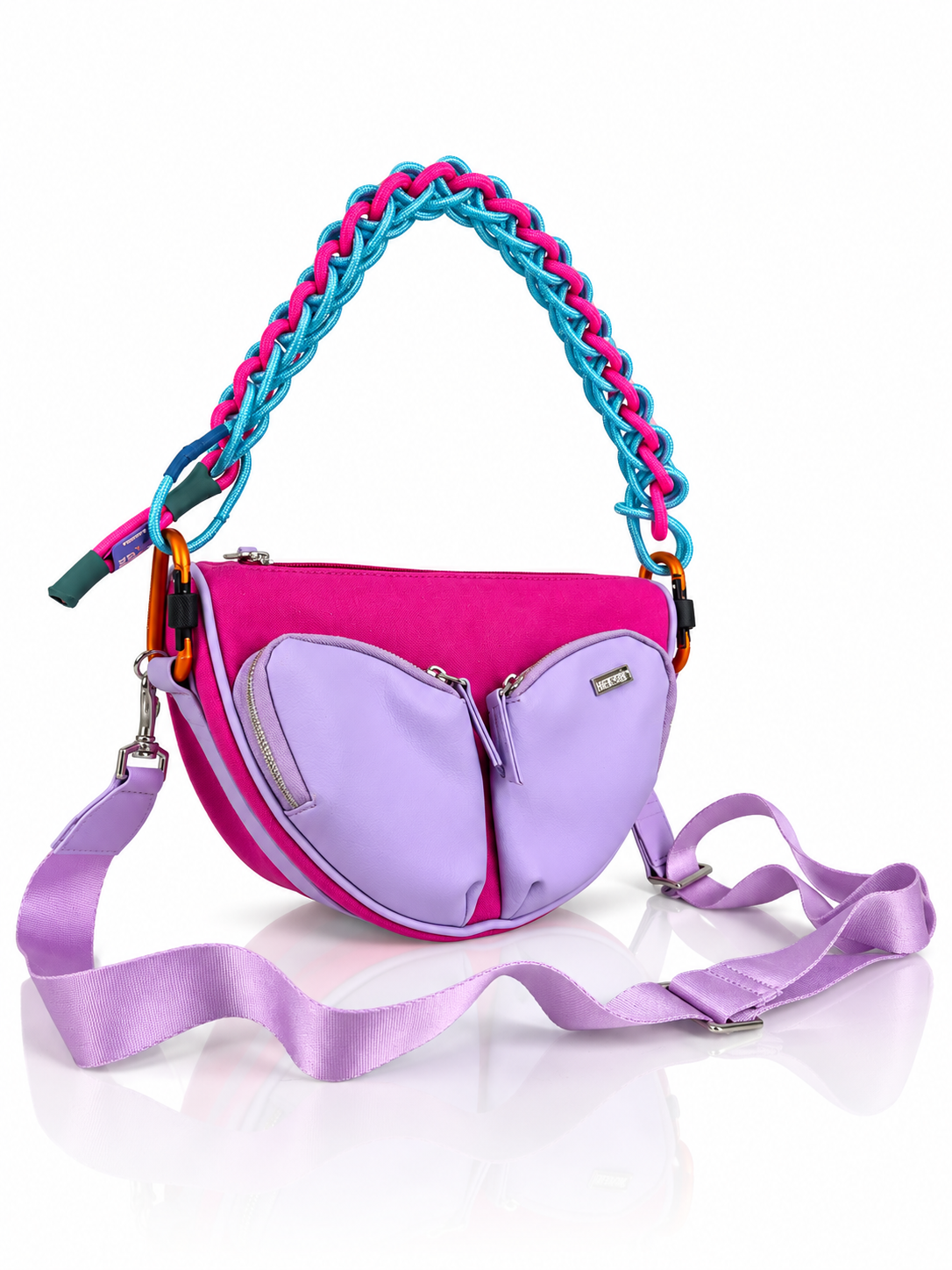 Cartera manos libres Munich edición especial, color fucsia y lila