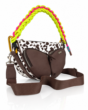 Cartera manos libres Munich edición especial, color café y vaca