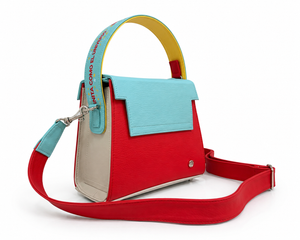 Cartera manos libres Saturno, color menta y rojo