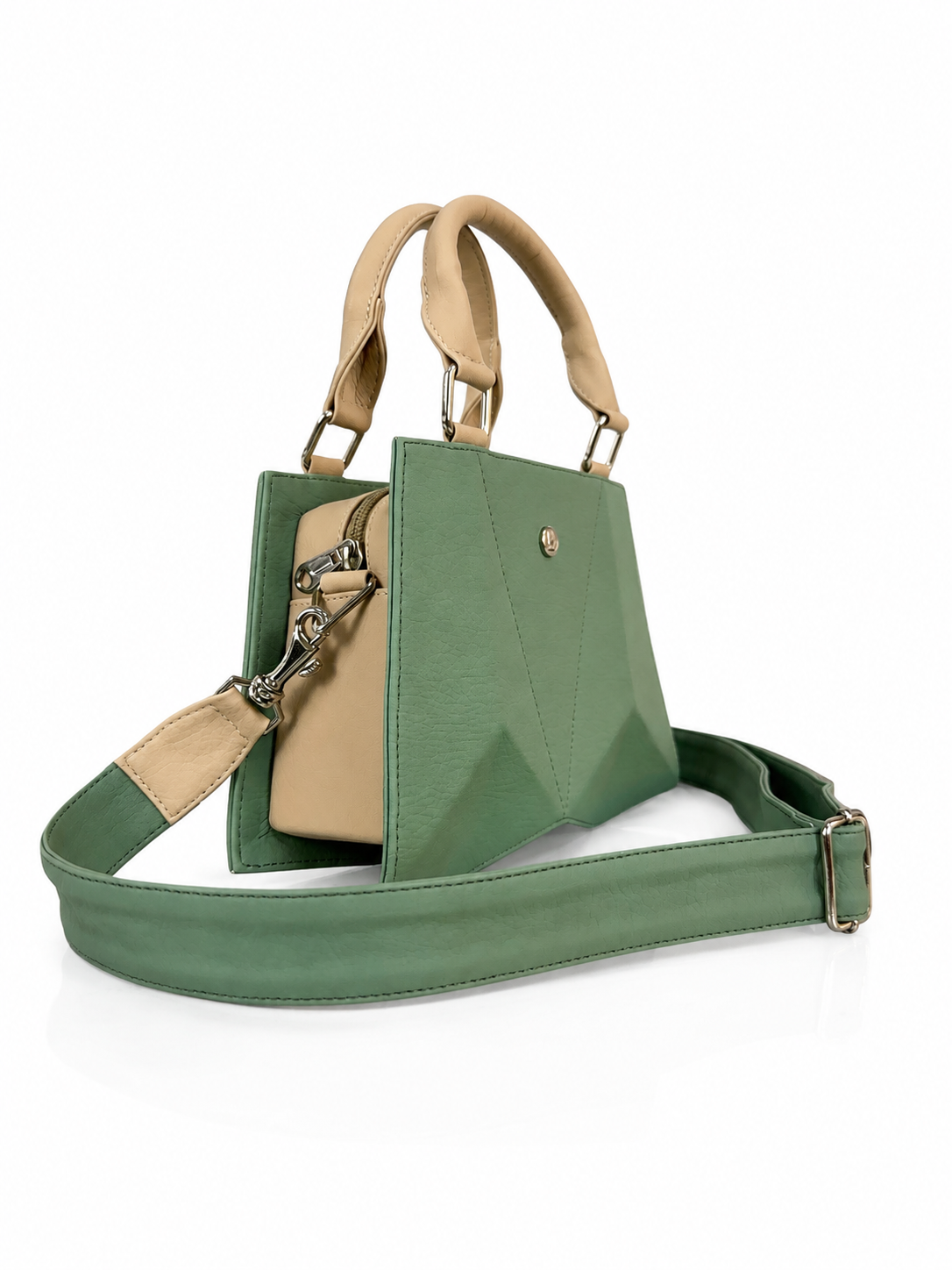 Cartera manos libres New Francia, color safari y beige