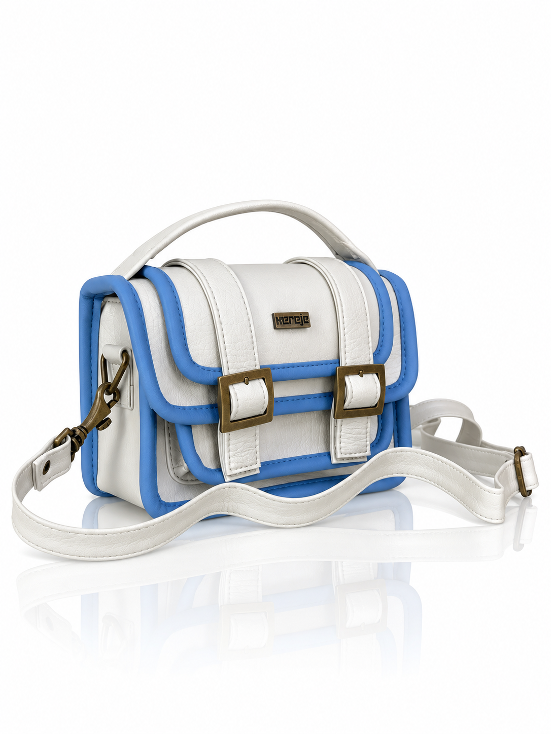 Cartera manos libres Ivy mini, color hielo y celeste