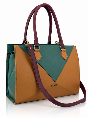 Cartera manos libres Florencia grande, color verde y café