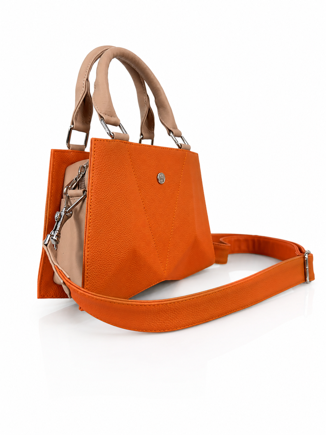 Cartera manos libres New Francia, color naranja y rosado