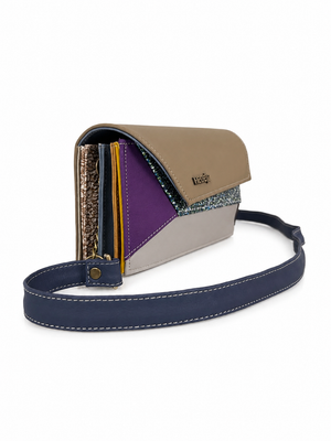 Riñonera manos libres Naomi Complete Multicolor, color taupe y gris