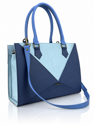 Cartera manos libres Florencia grande, color azul oscuro y azul claro