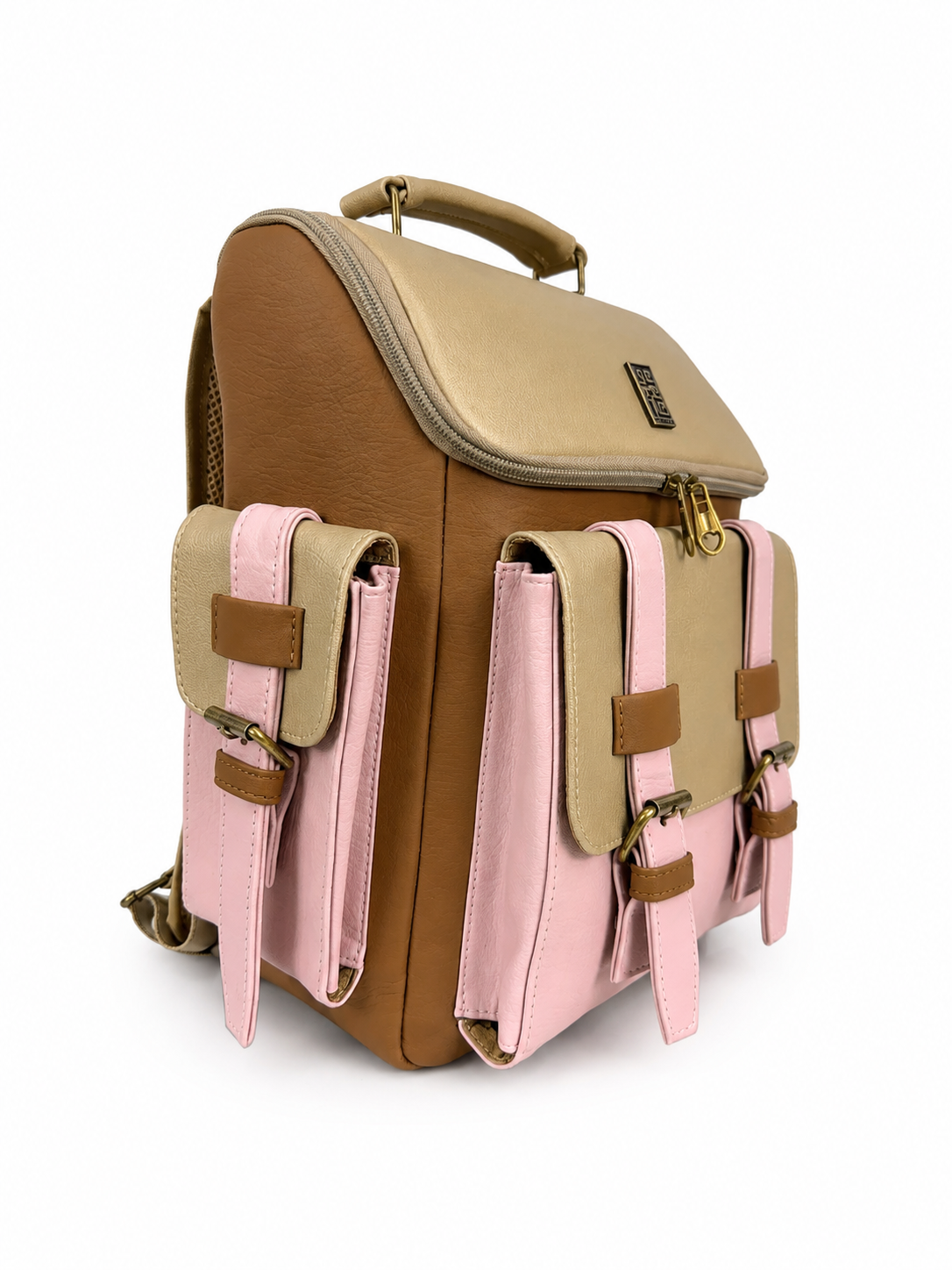 Morral Everest mediano, color champagne y rosado