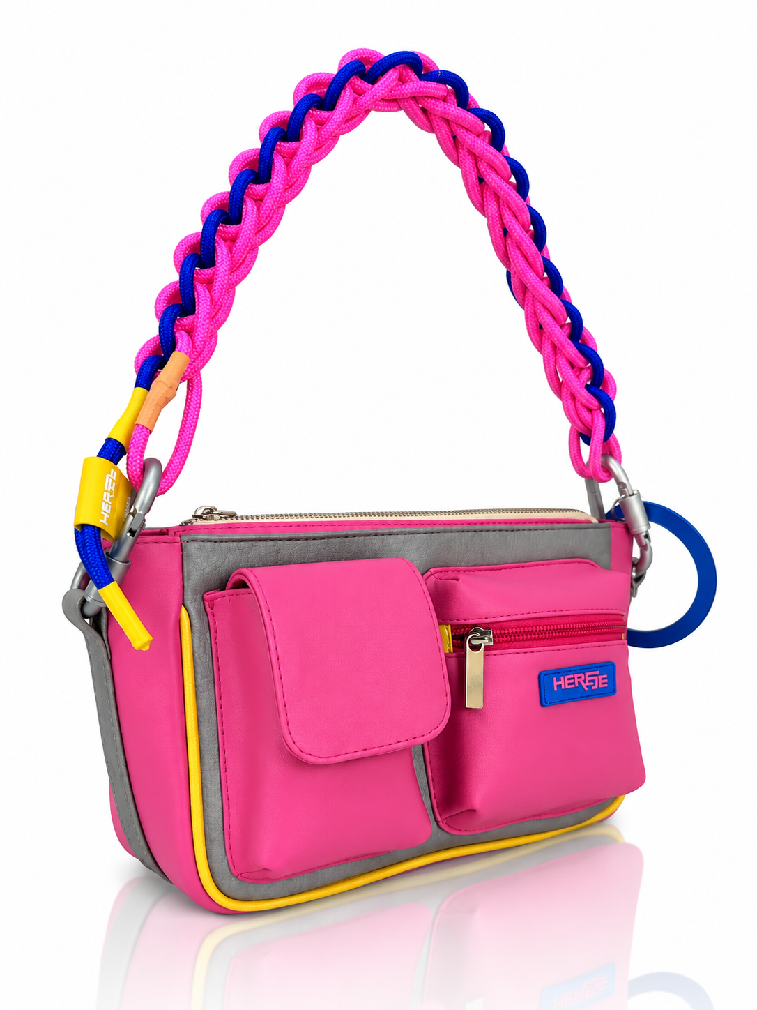Cartera Ginebra, color fucsia y plateado