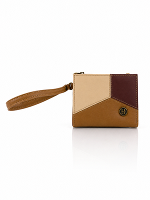 Billetera Electra, color miel y café