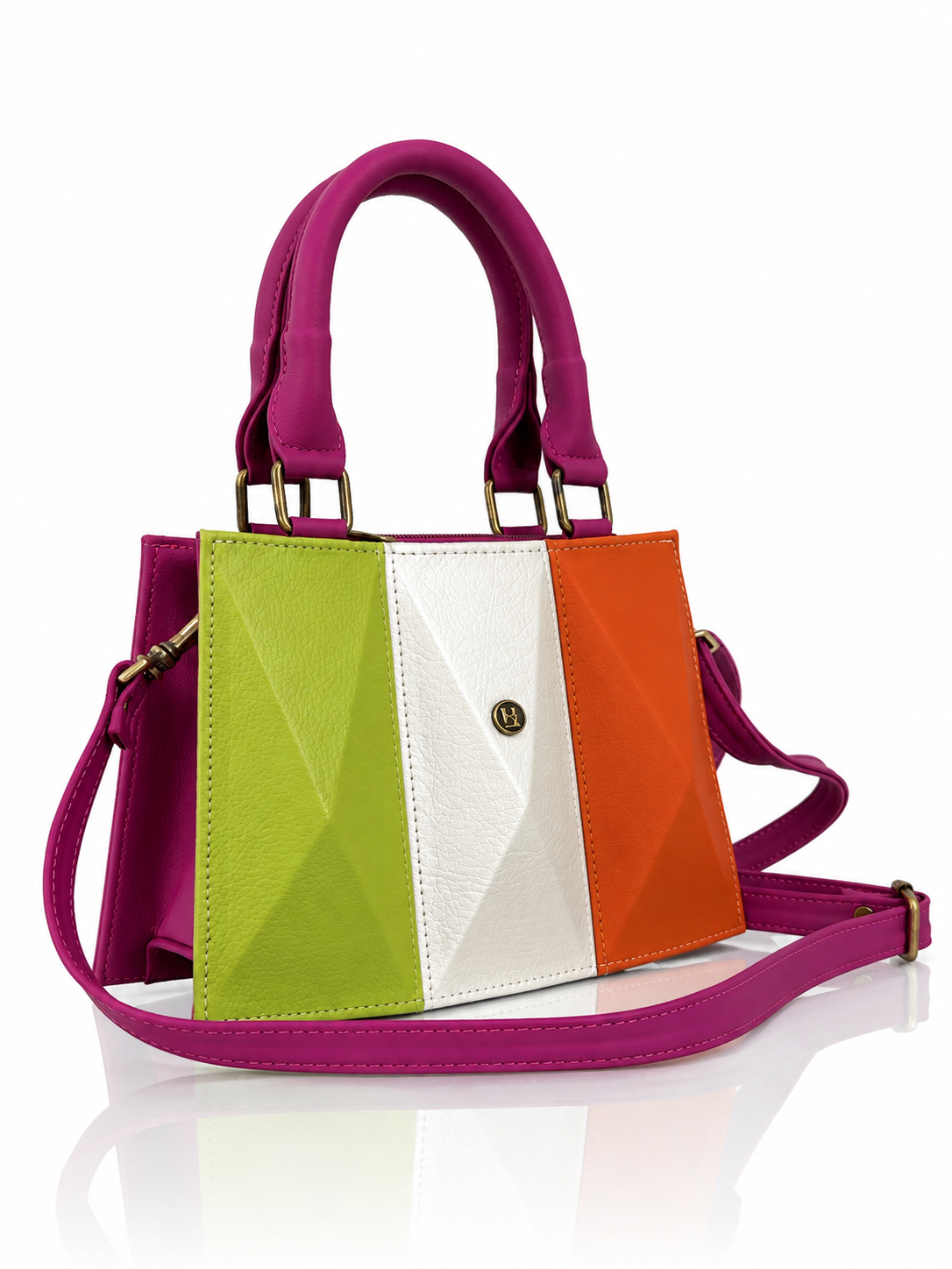 Cartera manos libres mini Praga, color moraleche y satín