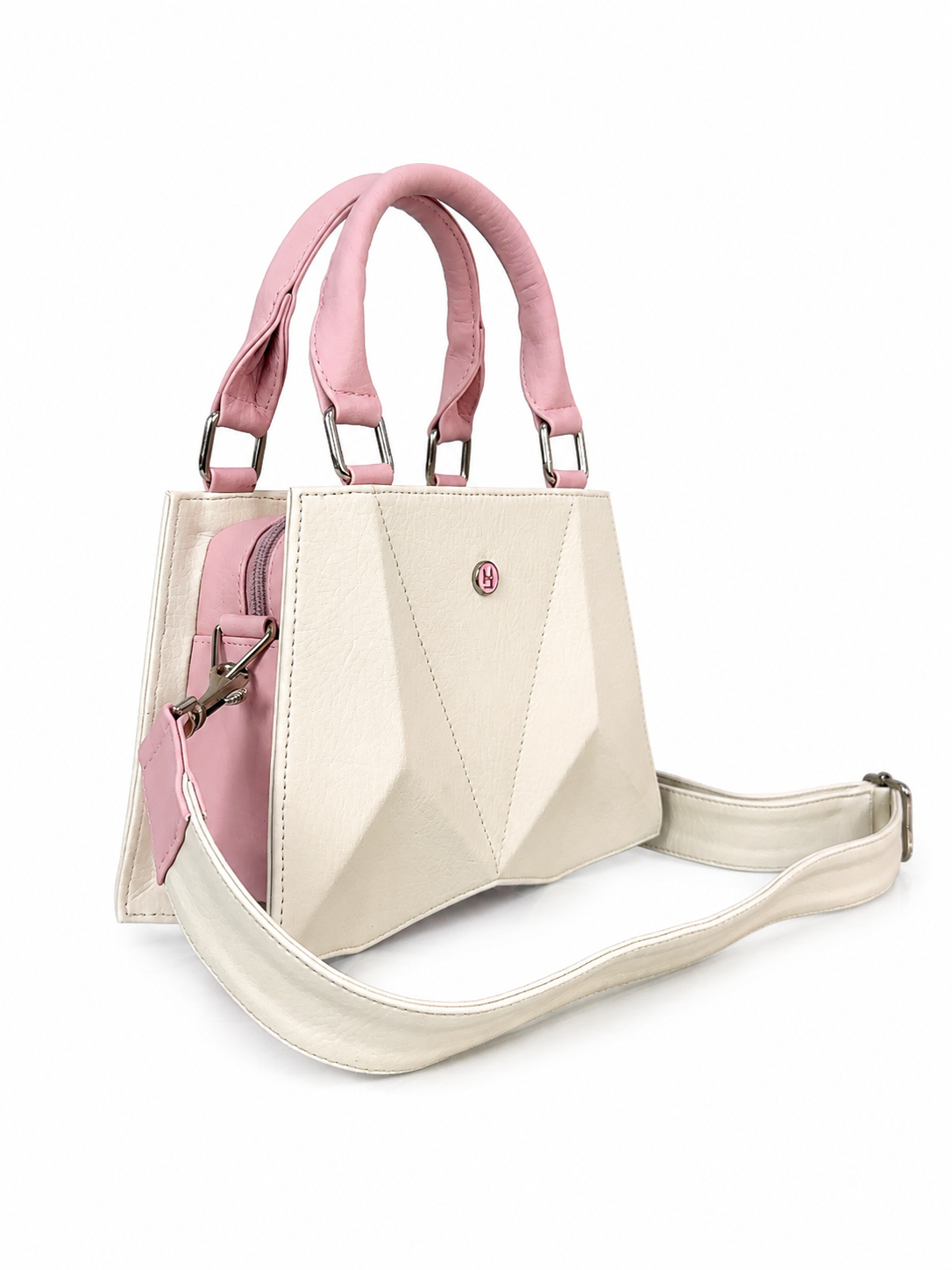 Cartera manos libres New Francia, color crema y rosado