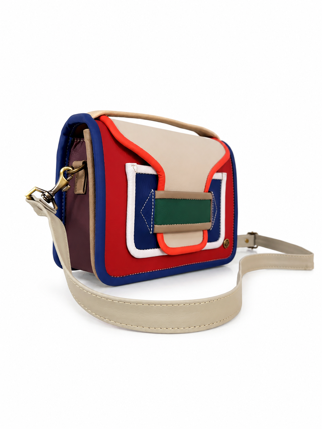 Cartera manos libres Valencia grande, color gris y azul