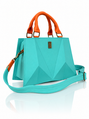 Cartera manos libres Francia grande, color menta y naranja