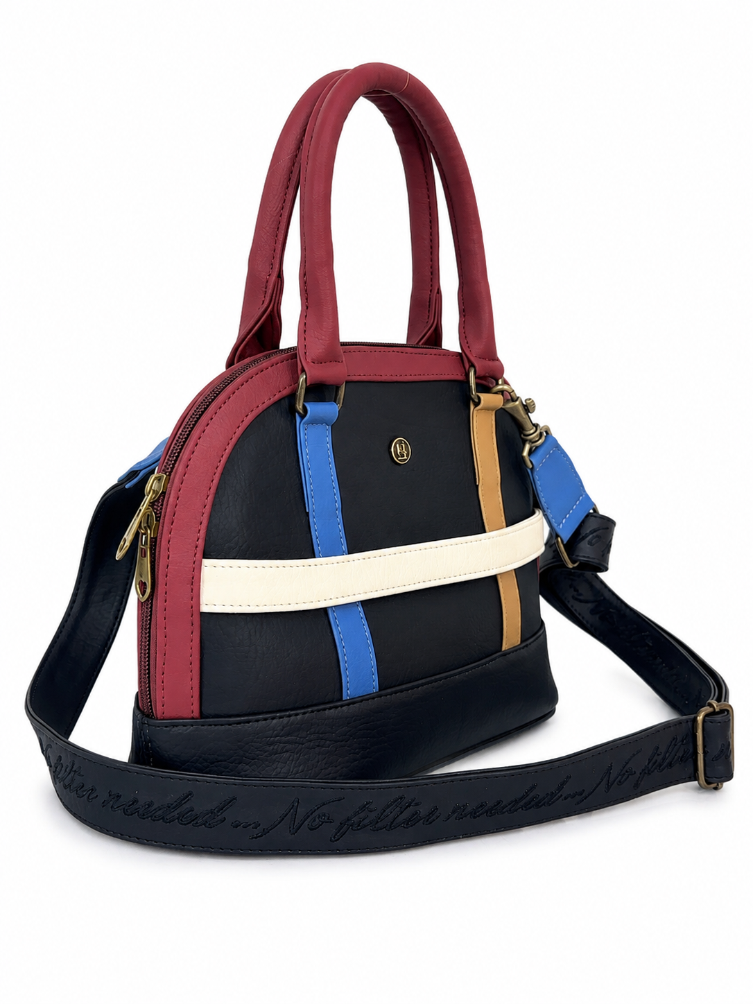 Cartera manos libres Cuba edición especial, color vinotinto y negro