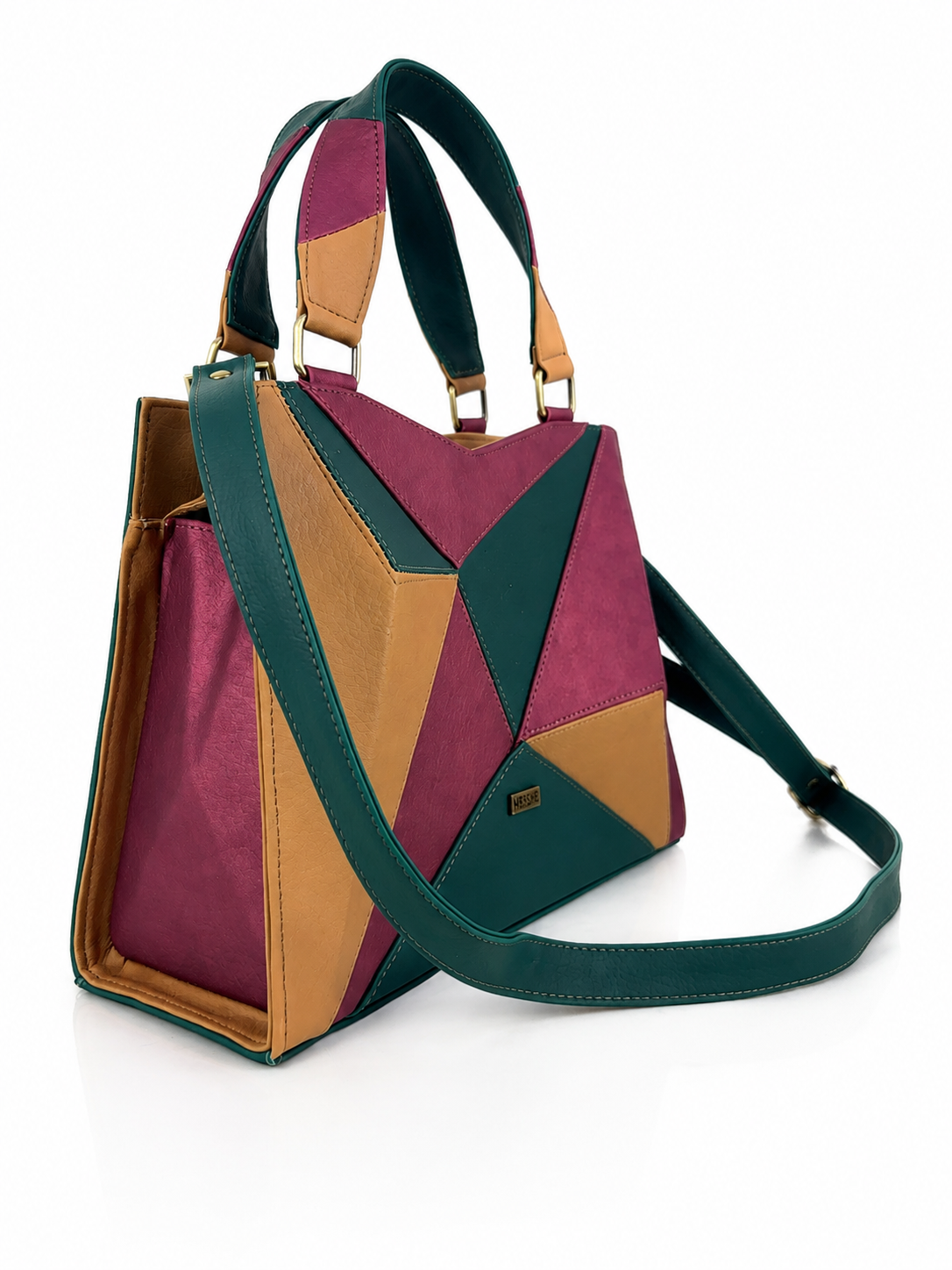 Cartera manos libres Dublin, color vinotinto y verde