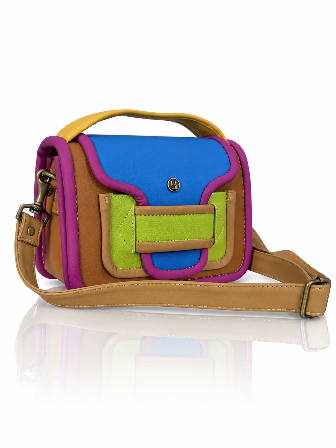 Cartera Valencia mini, color celeste y miel