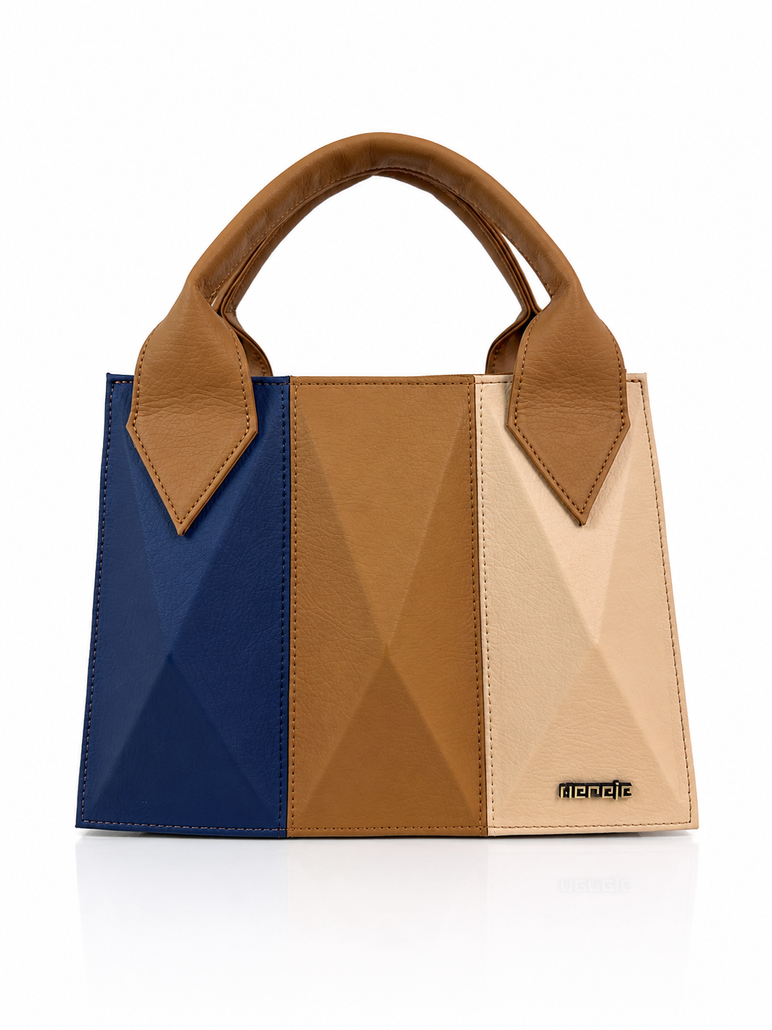 Cartera manos libres Praga, color camel y azul oscuro