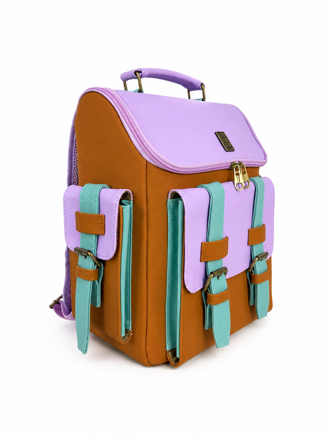 Morral Everest mediano, color lila y caramelo