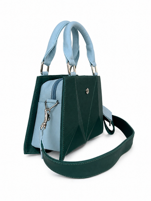 Cartera manos libres New Francia, color verde y azul bebé