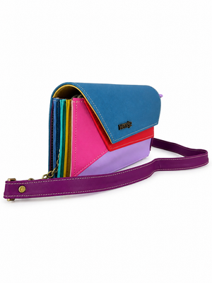 Riñonera manos libres Naomi Complete Multicolor, color azul y lila