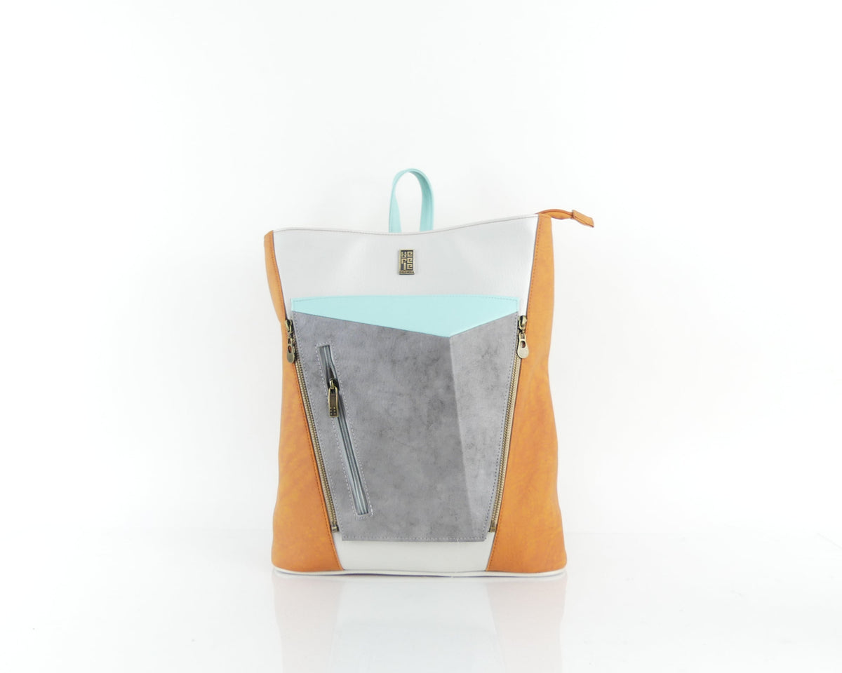 Morral manos libres Turky, color hielo y naranja