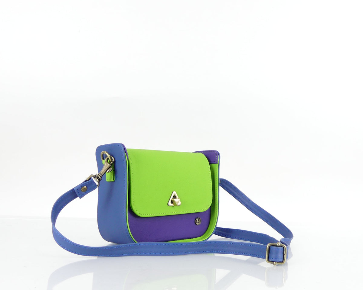 Cartera manos libres Timo, color verde y morado