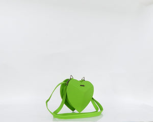 Cartera manos libres mini Corazón, color verde citrus