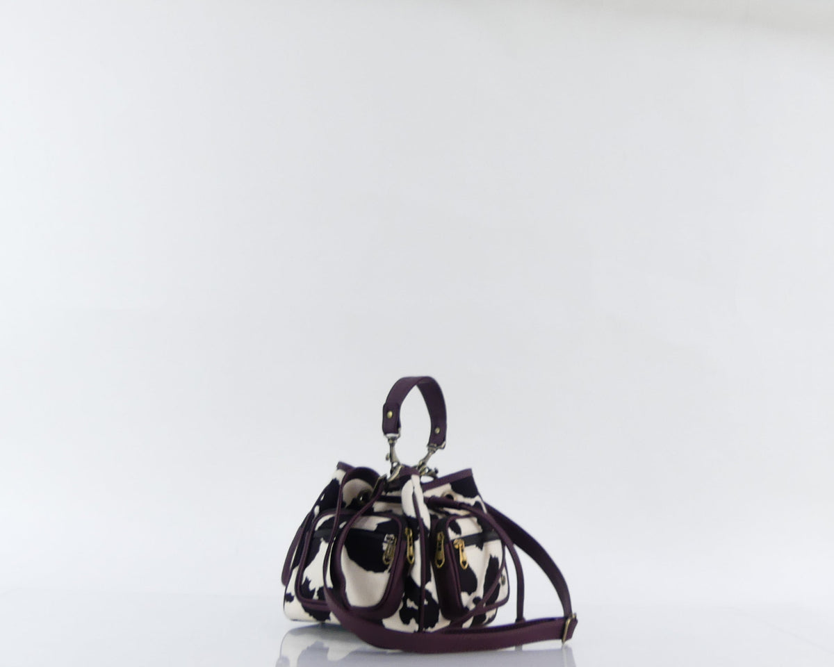 Bolso manos libres Barcelona grande, color vinotinto y vaca